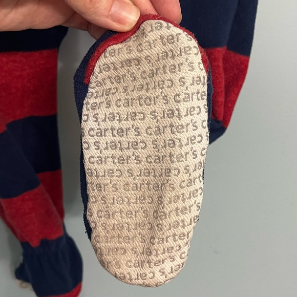 Carter’s Boys 2T Navy/Red Foorball Fleece Footed Pajamas - Picture 6 of 8